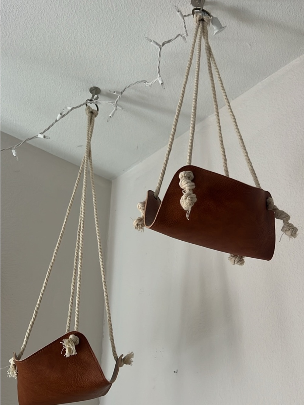 Brown Leather Rope plant holders